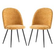 Raisa Yellow Fabric Dining Chairs With Black Legs In Pair