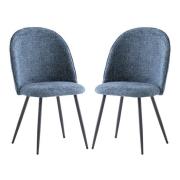 Raisa Blue Fabric Dining Chairs With Black Legs In Pair