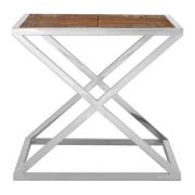 Oliver Wooden Side Table With Stainless Steel Frame In Natural