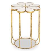 Mekbuda Petal White Marble Top Side Table With Gold Frame