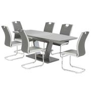 Samson Extending Grey Glass Dining Table 6 Samson Grey Chairs