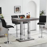 Caprice Concrete Effect Bar Table 4 Ripple Black Stools