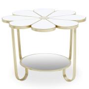 Judie White Petal Shape Side Table With Gold Frame