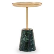 Aeolia Gold Metal Top Side Table With Green Marble Effect Base