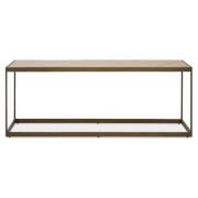 Granule Rectangular Wooden Coffee Table With Brass Frame In Oak