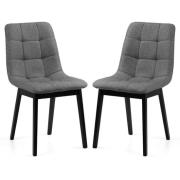 Halver Grey Linen Fabric Dining Chairs In Pair