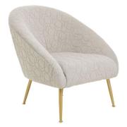 Tanya Velvet Occasional Chair With Gold Metal Legs In Natural