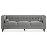 Helix Upholstered Velvet 3 Seater Sofa In Grey