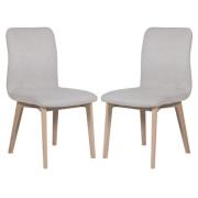 Marlon Natural Fabric Dining Chairs With Oak Legs In Pair