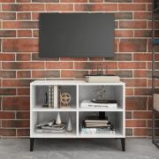 Pilvi High Gloss TV Stand In White With Metal Legs