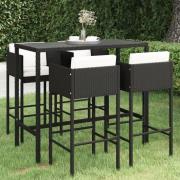 Selah Large Glass Top Bar Table With 4 Avyanna Chairs In Black