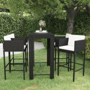 Amy Large Poly Rattan Bar Table With 4 Avyanna Chairs In Black