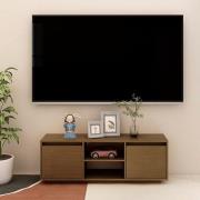 Eurus Solid Pinewood TV Stand With 2 Doors In Honey Brown