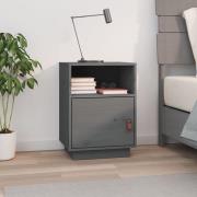 Fruma Pine Wood Bedside Cabinet With 1 Door In Grey