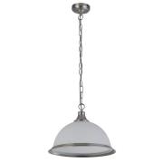 American Glass Diner Pendant Light In White And Silver