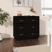 Belint Solid Pine Wood Chest Of 3 Drawers In Black