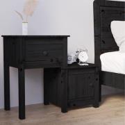 Tadria Pinewood Bedside Cabinet With 1 Door 1 Drawer In Black