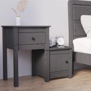 Tadria Pinewood Bedside Cabinet With 1 Door 1 Drawer In Grey