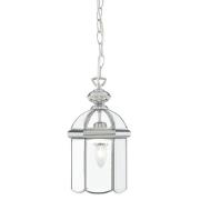 Bevelled 1 Light Glass Lantern Pendant Light In Chrome