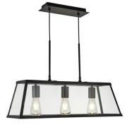 Voyager 3 Lights Clear Glass Bar Pendant Light In Matt Black