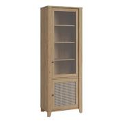 Cicero Display Cabinet With 2 Door In Oak And Rattan Effect