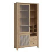 Cicero Display Cabinet With 2 Door 2 Drawer In Oak Rattan Effect