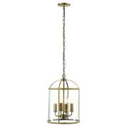 Lembeth 4 Lights Clear Glass Pendant Light In Antique Brass