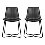 Holland Charcoal Leather Dining Chairs With Metal Base In A Pair