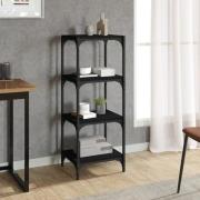 Grove Wooden 4-Tier Bookshelf In Black With Steel Frame