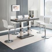 Caprice Large Concrete Effect Bar Table 6 Ripple White Stools