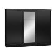 Mack Mirrored Sliding Wardrobe With 3 Doors Black Gloss Front