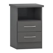 Mack Wooden Bedside Cabinet With 2 Drawers In Grey