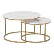 Hargrove Wooden Nesting Coffee Tables In White Marble Effect