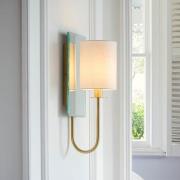 Cerritos Mirrored White Shade Wall Light In Satin Brass