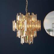 Eureka 12 Lights Crystal Glass Ceiling Pendant Light In Gold