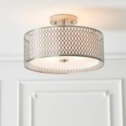 Cordero Round Flush Ceiling Light In Satin Nickel