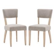 Elvira Grey Fabric Dining Chairs With Oak Legs In Pair