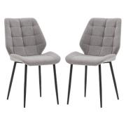 Minford Light Grey Fabric Dining Chairs With Black Legs In Pair