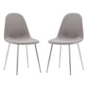 Millikan Grey Fabric Dining Chairs With Chrome Legs In Pair