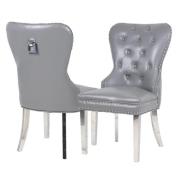 Marina Light Grey Faux Leather Dining Chairs In Pair