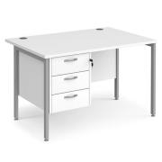 Moline 1200mm Computer Desk In White Silver With 3 Drawers