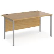 Melor 1400mm H-Frame Computer Desk In Oak And Silver