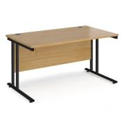 Melor 1400mm Cantilever Wooden Computer Desk In Oak And Black