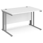 Melor 1200mm Cable Managed Computer Desk In White And Silver