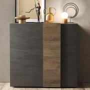 Noa Wooden Highboard With 2 Doors In Titan And Mercury