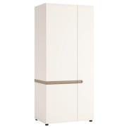 Cheya High Gloss 2 Doors Wardrobe In White And Truffle Oak