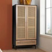 ie Wooden Wardrobe With 2 Doors And 1 Drawer In Black