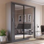 Allen Wardrobe With 2 Mirrored Sliding Doors In Matt Grey