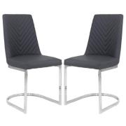 Canby Grey Faux Leather Dining Chairs In Pair