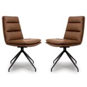 Nobo Tan Faux Leather Dining Chair With Black Legs In Pair